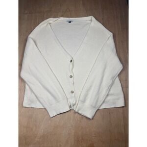 American Eagle Cream Waffle Knit Button Front Cardigan Sweater Womens Size